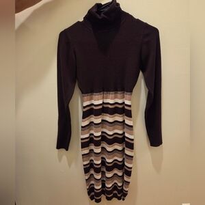 Brown Striped Sweater Dress